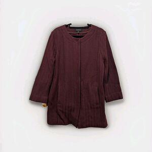 Talbots Size 12 Burgundy Snap Front Sweater Knit Jacket
